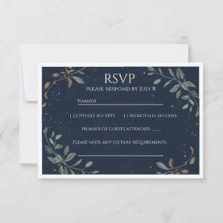 The Midnight Gala Navy Wedding RSVP Card