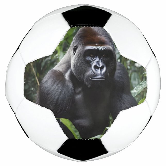 The Midnight Gorilla King: Monarch of the Forest Soccer Ball (Front)