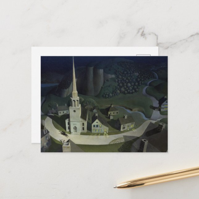 The Midnight Ride of Paul Revere by Wood Holiday Postcard (Front/Back In Situ)