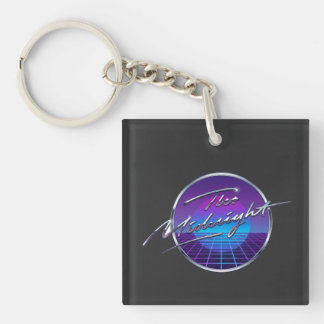 The Midnight Synthwave Retro Grid Logo T-Shirt Key Ring
