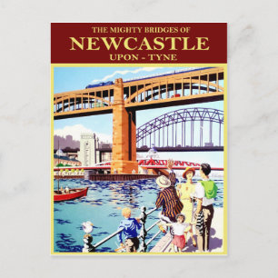 The mighty bridges of Newcastle, Upon-Tune,vintage Postcard