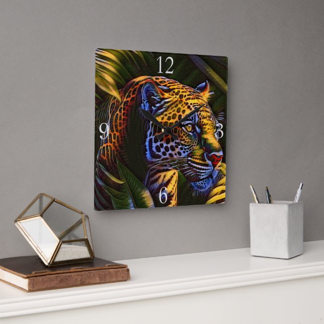 The Mighty Jaguar A Jungle Predator Square Wall Clock (Office)