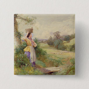 The Milkmaid, 1860 15 Cm Square Badge