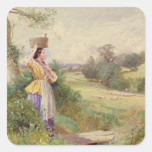 The Milkmaid, 1860 Square Sticker