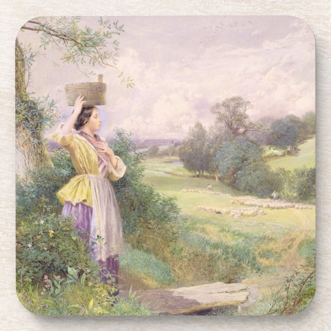 The Milkmaid, 1860 (w/c on paper) Coaster (Front)