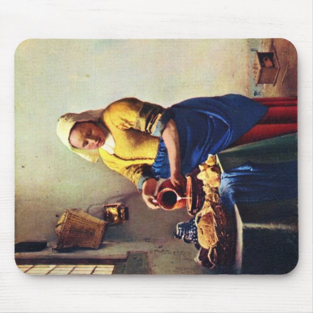 The Milkmaid [1]. By Johannes Vermeer Mouse Pad (Front)