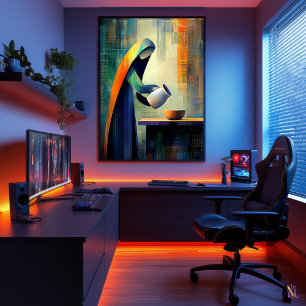 The Milkmaid - Cubist Inspired by Vermeer Poster