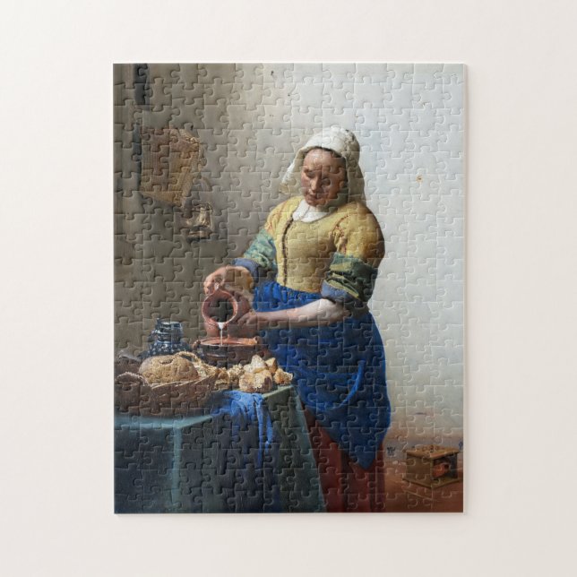 The Milkmaid, Johannes Vermeer, 1657-1658 Jigsaw Puzzle (Vertical)