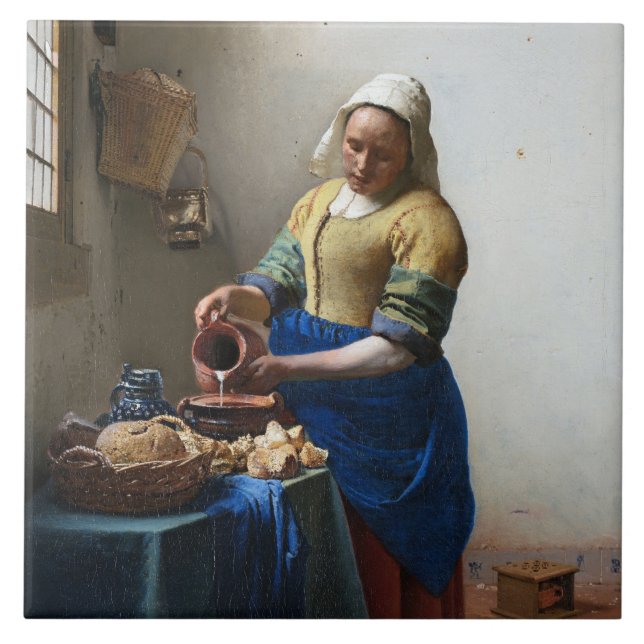 The Milkmaid, Johannes Vermeer Ceramic Tile (Front)