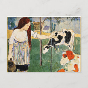 The Milkmaid, popular painting by Paul Gauguin Postcard