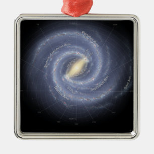 The Milky Way Galaxy (annotated) Metal Ornament