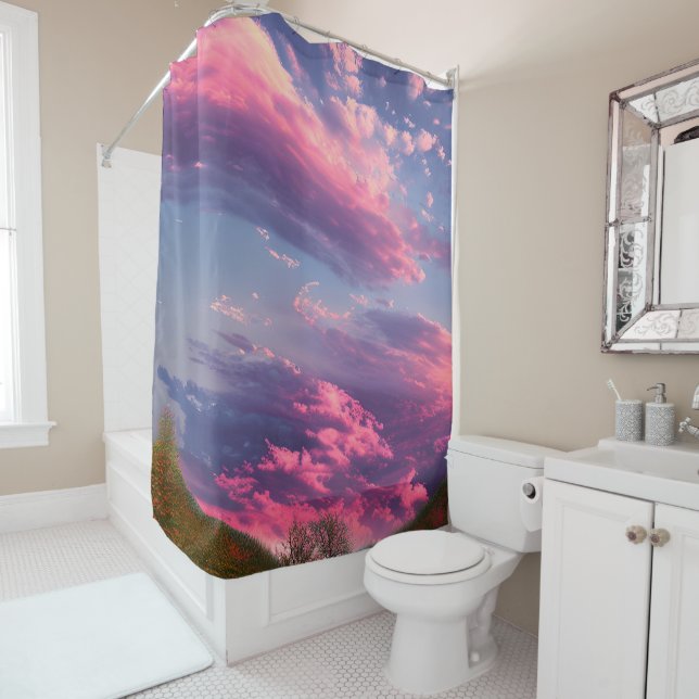 The Million Shades of Pink Shower Curtain (In Situ)
