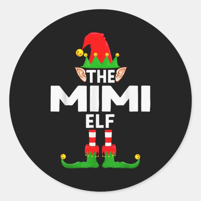 The Mimi Elf Family Christmas Pajama Party  Classic Round Sticker (Front)