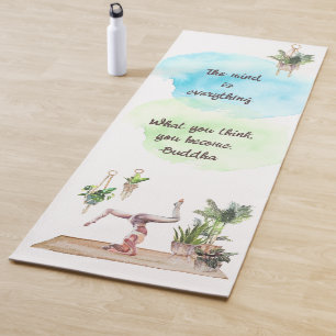The Mind Is Everything Watercolor Yoga Mat