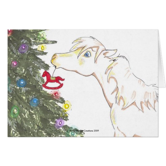The mini and the Christmas tree Card