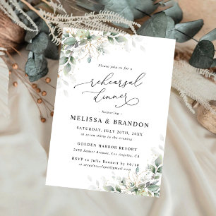 The Minimal Eucalyptus Wedding Rehearsal Dinner Invitation