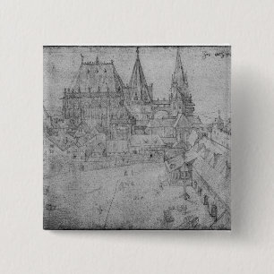The Minster at Aachen, 1520 15 Cm Square Badge