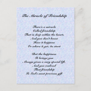 The Miracle of Friendship poem Postcard