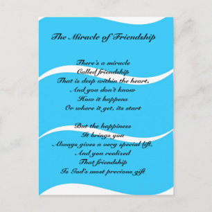 The Miracle of Friendship poem Postcard