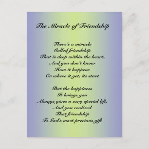 The Miracle of Friendship poem Postcard