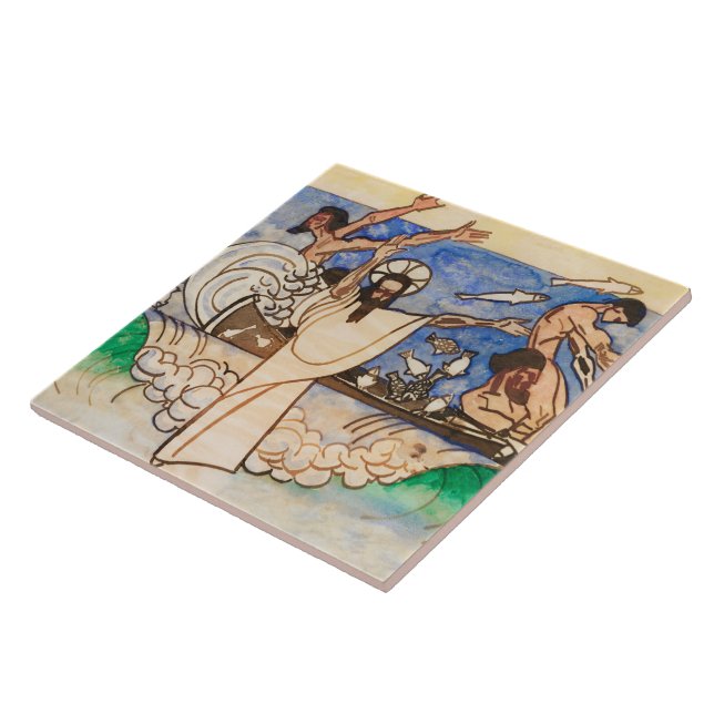 The Miraculous Catch of Fish Jan Toorop  Ceramic Tile (Side)