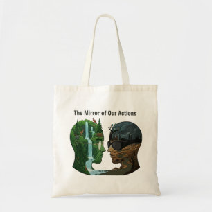The Mirror of Our Actions: Nature vs Industry Tote Bag