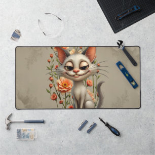 The mischievous cat desk mat
