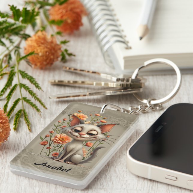 The mischievous cat  key ring (Front Right)