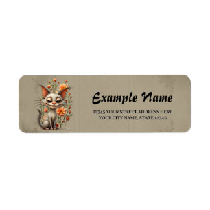 The mischievous cat  return address label