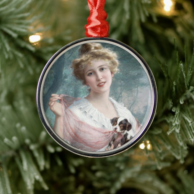 The Mischievous Puppy  Metal Ornament (Tree)