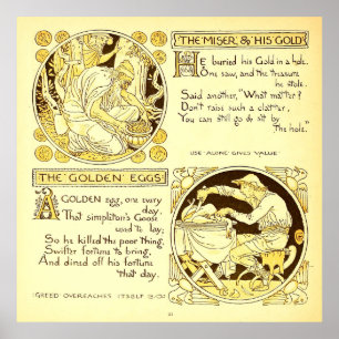 The Miser and his Gold Walter Crane Poster