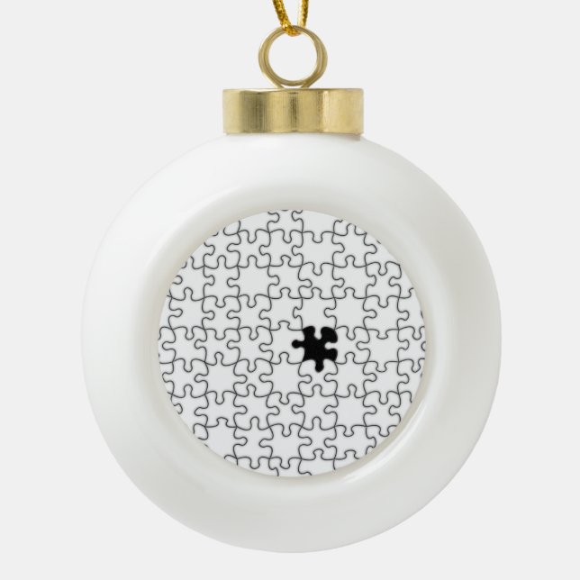 The Missing Puzzle Piece Pattern Ceramic Ball Christmas Ornament (Front)