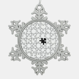 The Missing Puzzle Piece Pattern Snowflake Pewter Christmas Ornament
