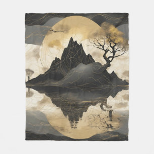 The Misty Mountain Black & Gold Fleece Blanket