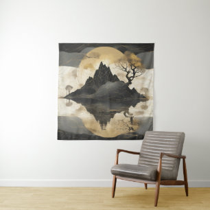 The Misty Mountain Black & Gold Tapestry