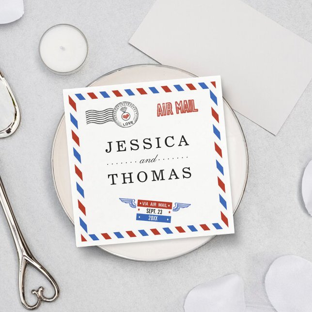 The Modern Airmail Wedding Collection Napkin (Creator Uploaded)