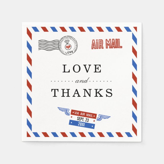 The Modern Airmail Wedding Collection Napkin (Front)