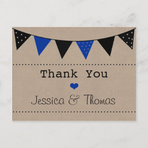 The Modern Blue Bunting Wedding Collection Postcard