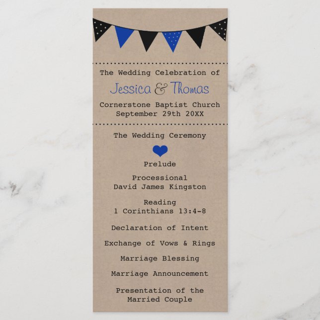 The Modern Blue Bunting Wedding Collection Program (Front)