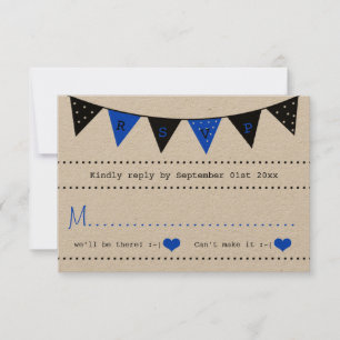 The Modern Blue Bunting Wedding Collection RSVP Card