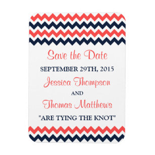 The Modern Chevron Wedding Collection Navy & Coral Magnet