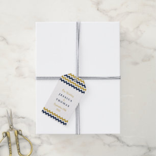 The Modern Chevron Wedding Collection- Navy & Gold Gift Tags