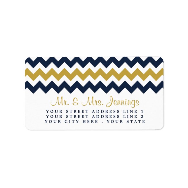 The Modern Chevron Wedding Collection- Navy & Gold Label (Front)