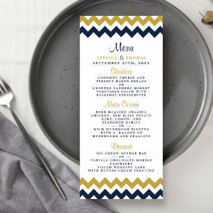 The Modern Chevron Wedding Collection- Navy & Gold Menu