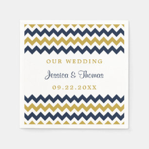 The Modern Chevron Wedding Collection Navy & Gold Napkin
