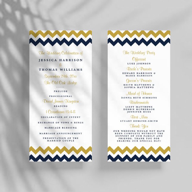 The Modern Chevron Wedding Collection- Navy & Gold Program (Creator Uploaded)