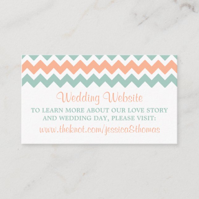 The Modern Chevron Wedding Collection Peach & Mint Enclosure Card (Front)