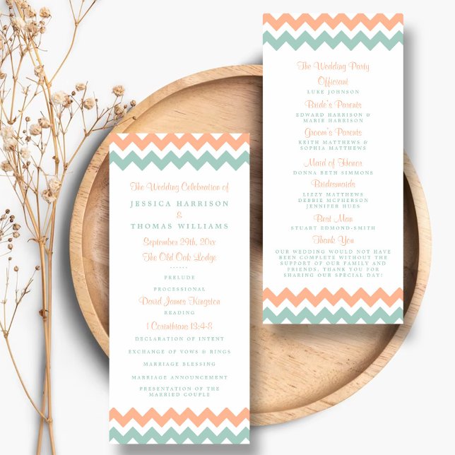 The Modern Chevron Wedding Collection Peach & Mint Program (Creator Uploaded)