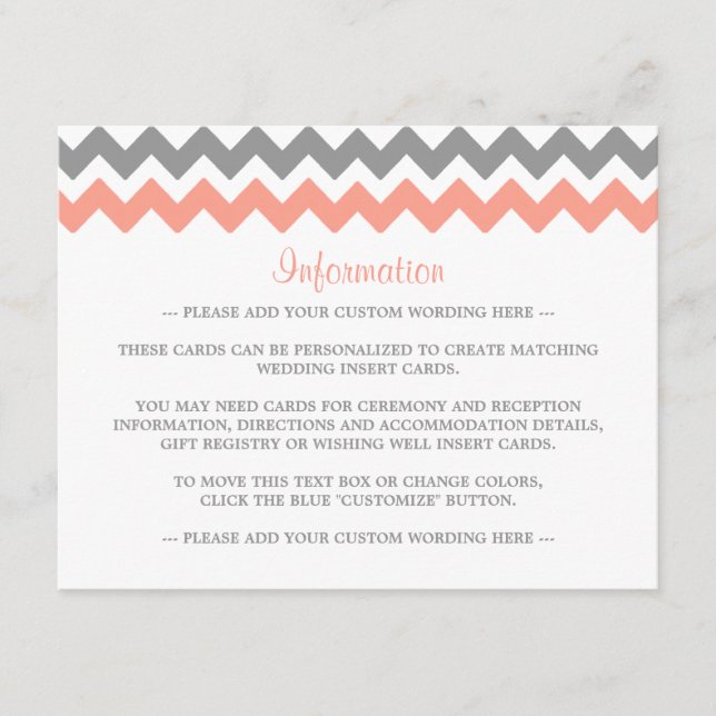 The Modern Chevron Wedding Collection- Pink & Grey Enclosure Card (Front)