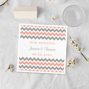 The Modern Chevron Wedding Collection Pink & Grey Napkin